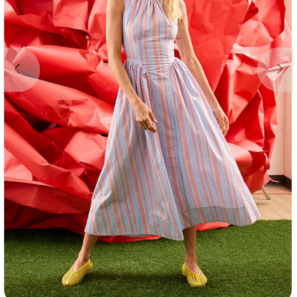 Hunter Bell Striped Halter Midi Dress In Blue And Pink
